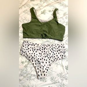 Dalmatian knot front bikini swimsuit